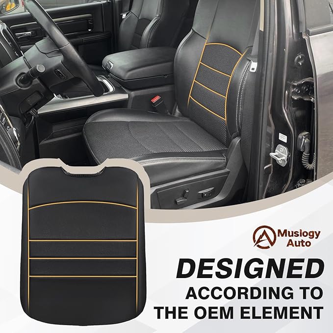 Muslogy Center Console Armrest Cover Fit for Dodge Ram1500/2500/3500 2013-2018 Accessories, Comfort Armrest Pad Console Lid Cushion Vegan Leather Regular Thick(Bucket Seat ONLY)