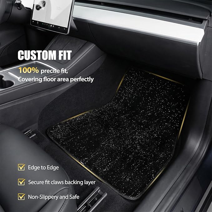 Floor Mats Fits for 2024-2025 Tesla Model 3, 2PCS 0.6" Thick Waterproof Anti-Slip Car Accessories, Premium Plush Odorless Floor Mats for 5-Seater, Noise-Reducing