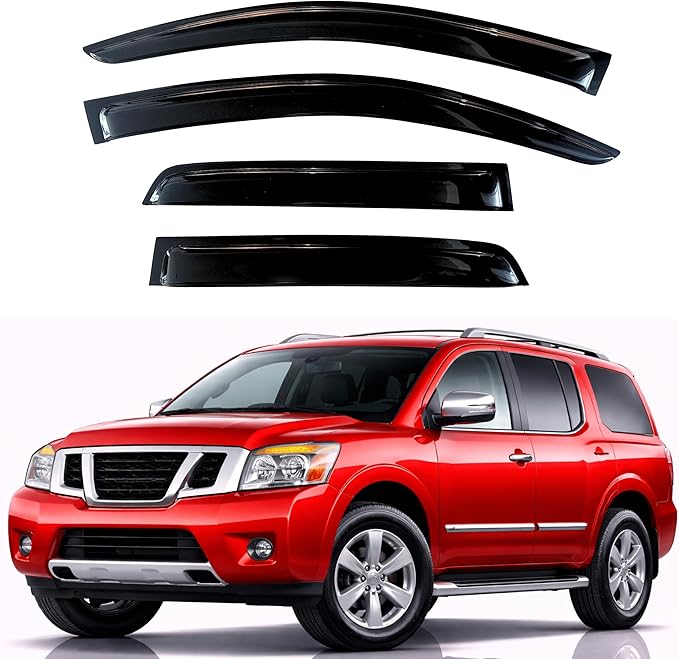 KPY Rain Guards Fit for 2004-2016 Nissan Armada, Out-Channel Window Visors Vent Wind Deflectors 4PC, Car Accessories for 04-16 Armada