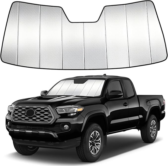 Windshield Sun Shade Custom Fit for Toyota Tacoma 2018-2023, Accordion Folding Thick Window Sunshade Block Heat 99% UV Rays Sun Visor Keep Cooler Car Accessories