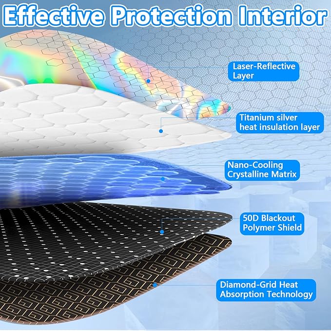 Iridescent Windshield Sun Shade Custom Fit Toyota Tacoma 2016-2024 2025, Upgrade 5 Layers 480T Laser Titanium Silver Window Car Sunshade, Rhombus Lattice Shades for Front Window, Block UV Rays Heat