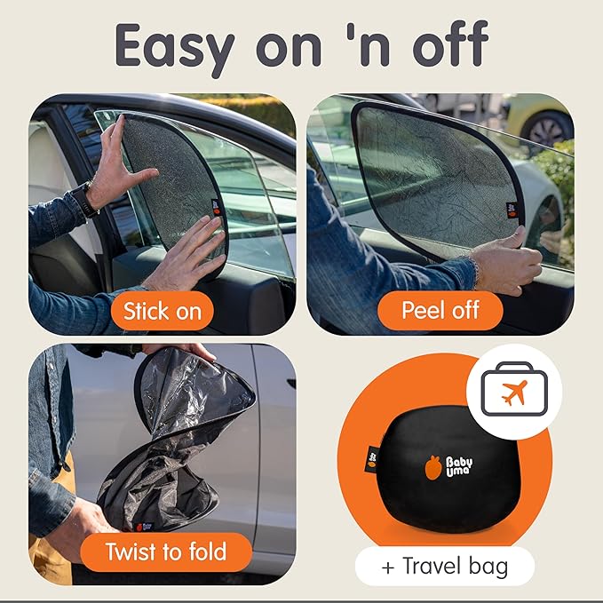 Onco Baby Car Mirror & Car Window Shades Bundle (18.9″ × 12″) - UPF 50+ Window Shade, 100% Shatter-Proof Car Mirror for Baby, Universal Shades & Mirror