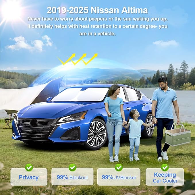 6pcs Car Window Shades for Nissan Altima 2019-2025 Accessories,Windshield Side Rear Full Sunshade,Sun Visor UV Blocking, Privacy Protection and Blackout for Camping Outdoor