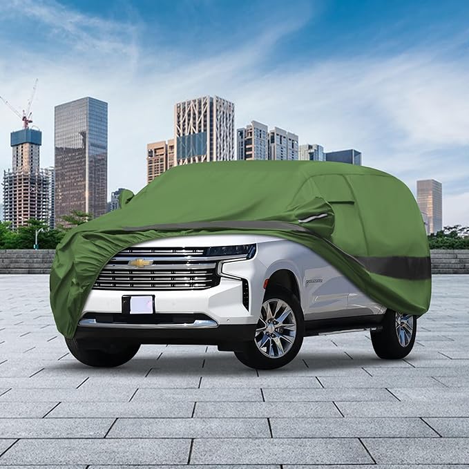 Heavy Duty Outdoor Car Cover Intended for 2014-2026 Chevy Suburban,Waterproof All Weather for Automobiles, Outdoor Full Cover Rain Sun UV Protection with Zipper Cotton
