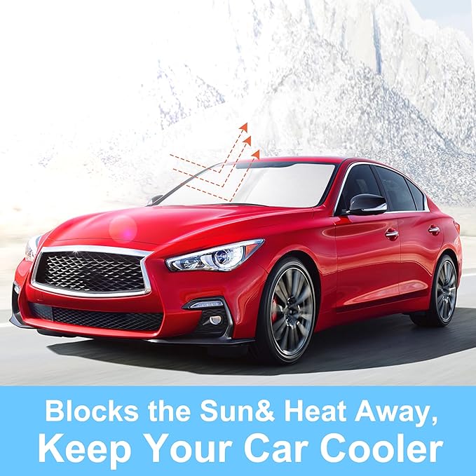 YYCKE Windshield Sun Shade Accessories Compatible with 2014-2024 Q50 for Infiniti Foldable Sunshade Sun Visor Blocks UV
