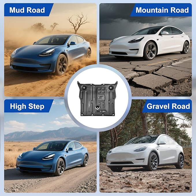 Front Skid Plate Compatible with Tesla Model 3 2017-2024 & Tesla Model Y 2020-2022 Chassis Guard Plates Splash Shield Cover with Install Accessories