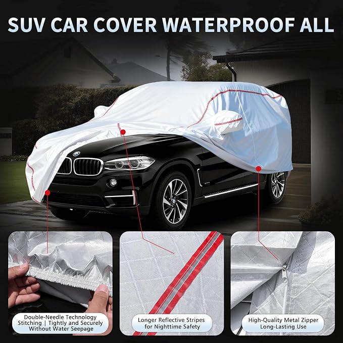Car Cover Waterproof All Weather for BMW X3 2003-2025,All-Around Fastening and 4 Upgrades, 30s Quick-Install for Car Cover