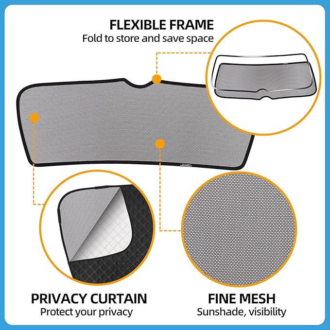 ZATOOTO Rear Windshield Sunshade for Toyota Tacoma 2024 Rear Windshield Sunshield Double Layer for Sunshade and Privacy Offer Great Visibility Sun Blocker Back Window Sun Shade for Toyota Tacoma