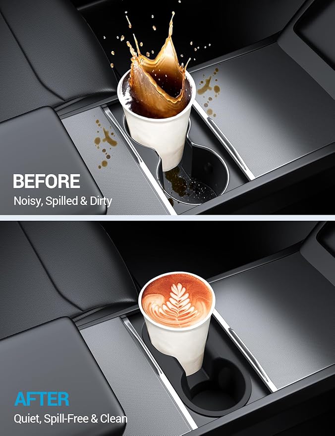 Motrobe 2025 2026 Tesla Model Y Juniper Cup Holder Insert 2024 2025 2026 Model 3 Highland Center Console Cupholder Silicone Model 3 Highland Model Y Juniper Accessory (Standard/Premium/Performance)