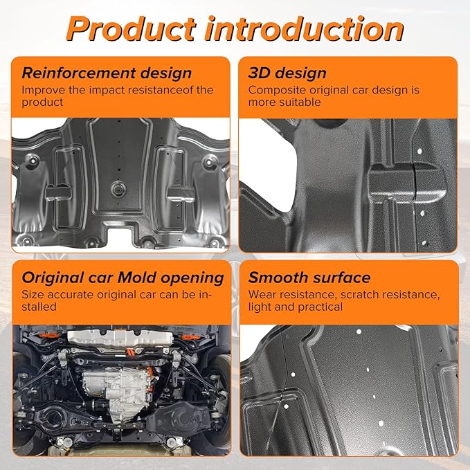 MusixiA Rear Skid Plate Compatible with 2017-2025 Tesla Model 3 & 2020-2025 Model Y, Heavy-Duty Engine Splash Shield & Under Chassis Guard, All-Weather Protection from Debris/Scrapes/Splashes