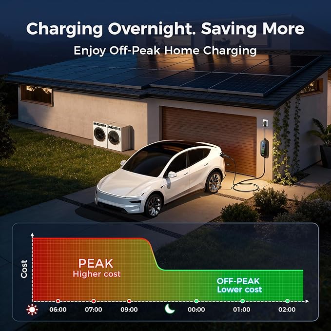 Level 1&2 Tesla Mobile Charger, (16A/12A, 240V-110V, 21FT Cable), Adjustable Current/Timer Tesla Home Charger, NEMA 6-20 & 5-15 Plug, NACS Connector for All Tesla Model 3/Y/X/S/Cybertruck