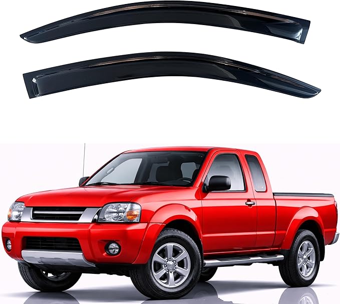 KPY Rain Guards Fit for 1998-2004 Nissan Frontier Standard/King Cab, Out-Channel Window Visors Vent Wind Deflectors 2PC, Truck Accessories for 98-04 Frontier Standard/King Cab