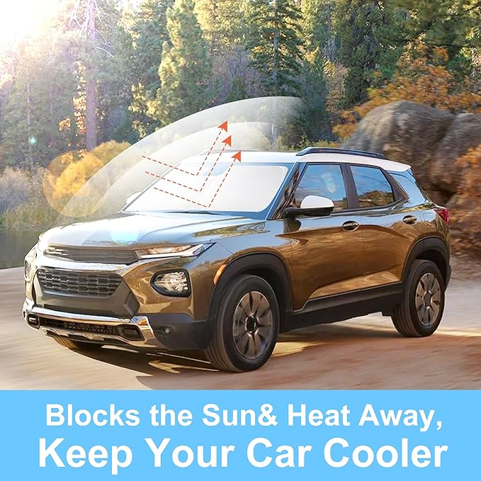 YYCKE Windshield Sun Shade Accessories Compatible with 2021-2024 2025 Trailblazer for Chevrolet Foldable Sunshade Sun Visor Blocks UV