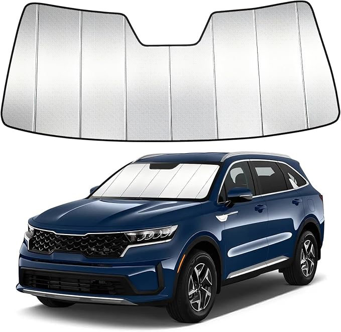 Windshield Sun Shade Custom Fit for Kia Sorento 2021-2026, Accordion Folding Thick Window Sunshade Block Heat 99% UV Rays Sun Visor Keep Cooler Car Accessories