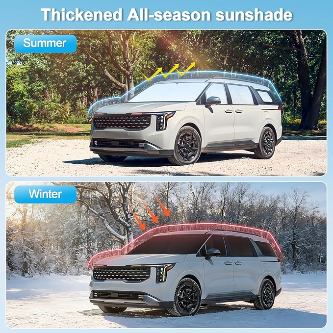 KMF 7pcs Thicken Sun Shades for Ford Bronco 4Door(Not Sport) 2021-2025 Accessories, Car Window Covers Sunshade for Windshield Side, UV Block and Privacy Blackout for Camping Outdoor