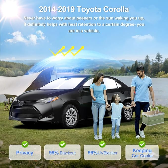 6pcs Car Window Shades for Toyota Corolla 2014-2019 Accessories,Windshield Side Rear Full Sunshade,Sun Visor UV Blocking, Privacy Protection and Blackout for Camping Outdoor
