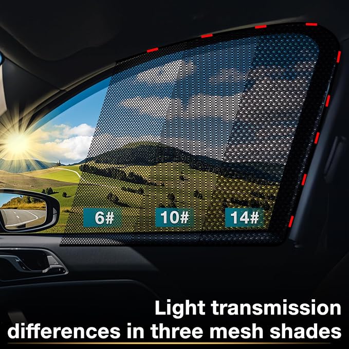 ZATOOTO Car Window Shades for Side Window Sun Shade for Car Window Magnetic Mesh Car Window Screen for Easy Installation Breathable UV Protection Universal for Most Car Perfect for Camping Travel Nap