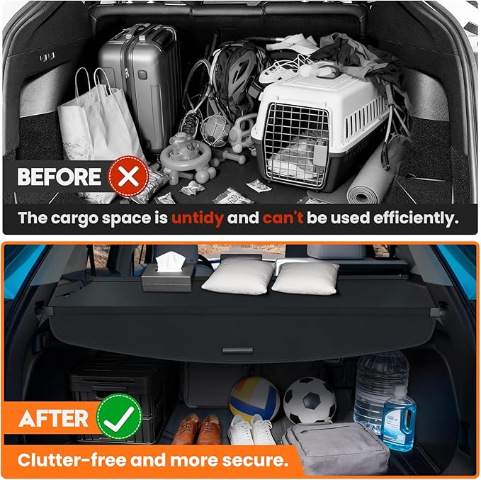 Powerty Cargo Cover for 2024 2025 Honda Prologue/Chevy Blazer EV Accessories Trunk Cover Retractable Trunk Shielding Shade Cargo Luggage Cover Black