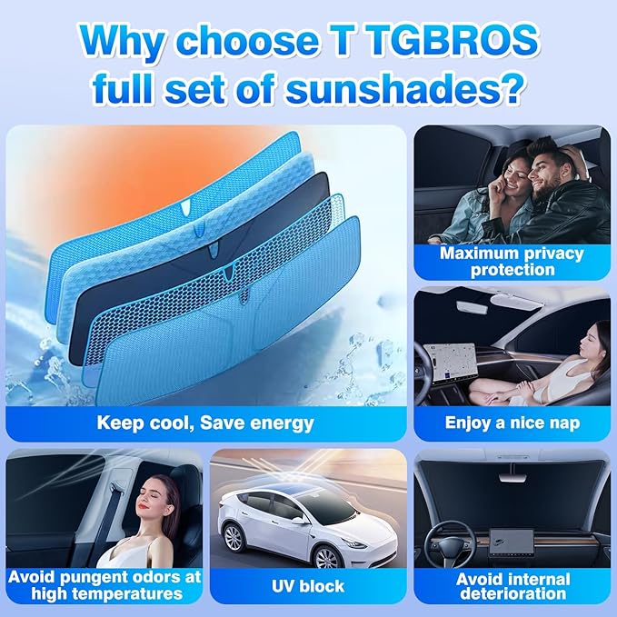 T TGBROS Windshield Sun Shade for Toyota Grand Highlander 2024 2025 2026 Car Window Shades Thicken UV Block and Blackout Privacy Foldable Sunshades 8PCS Accessories Keep Cool Sun Visor Covers