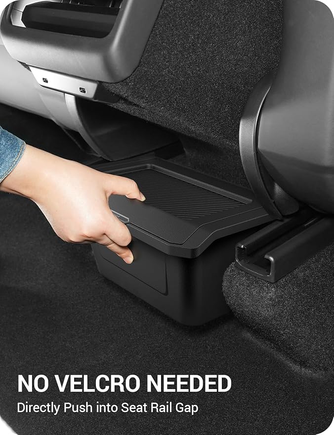 BASENOR 2026 2025 Tesla Model Y Juniper Rear Center Console Organizer, TPE Dustproof Trash Can with Anti-Slip Lid Garbage Bin Backseat Storage Box for Model Y Premium/Performance