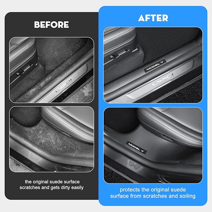 8PCS Door Sill Protector for Tesla Model Y Juniper Door Sill Guards Anti-Kick Full Protect Door Entry Cover for 2025-2026 New Model Y Accessories(Non-Destructive Installation)