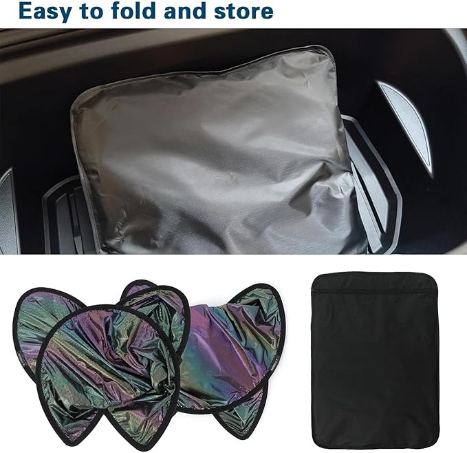 ROCCS Sunshade Roof for Tesla Model 3 2023-2021, Colorful Ice Crystal Glass Roof Sunshade, No-Sag Design, Retractable, Heat Insulation, Snap Foldable (Black)