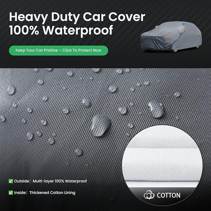 Waterproof BMW X1(2009-2026) Car Cover with Breathable Vents, [2025 Upgrade] Premium Covers with Cotton Liner and Zipper Door,Sun Rain Snow Dust Uv Protection.(Gift with Towel)
