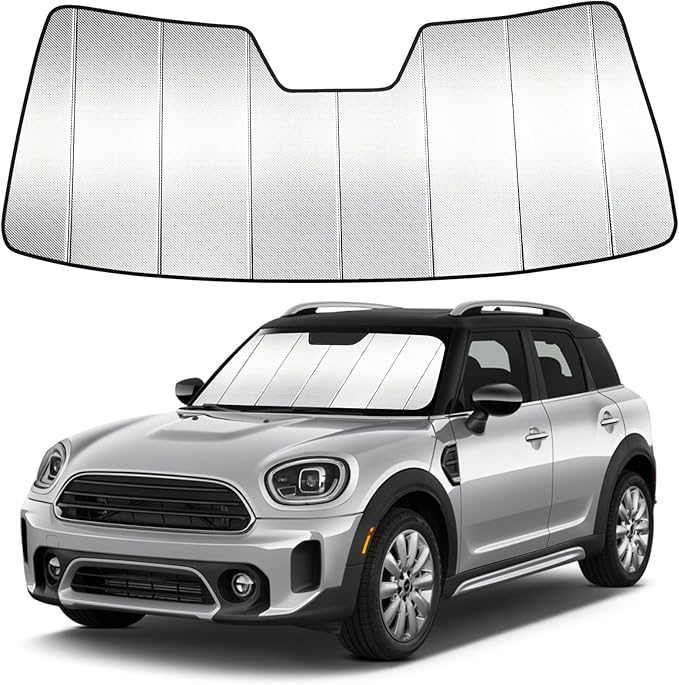 Windshield Sun Shade Custom Fit for Mini Cooper Countryman 2017-2024, Accordion Folding Thick Window Sunshade Block Heat 99% UV Rays Sun Visor Keep Cooler Car Accessories