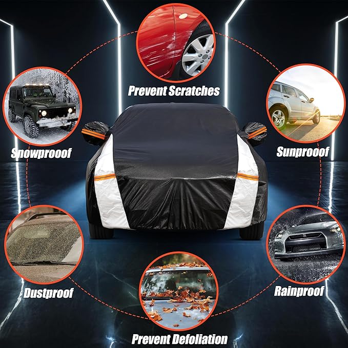 10 Layers Car Cover Custom Fit for Tesla Countryman 2015-2026 100% Waterproof All Weather Automobiles, Gift with Towel, Heavy Duty Car Covers for Rain Sun UV Protection with Door Zipper.
