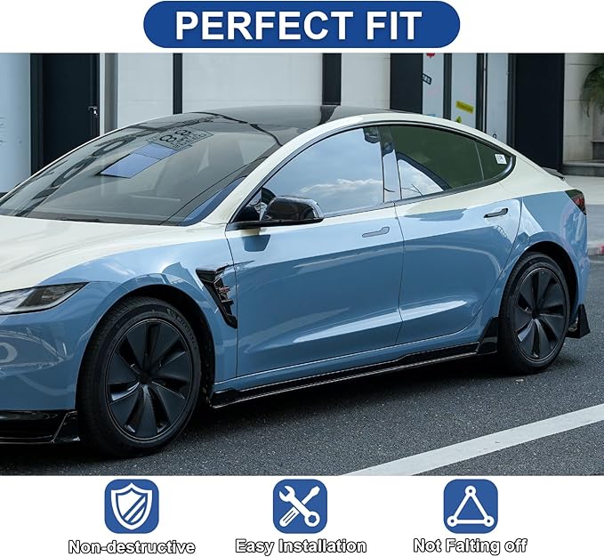 Side Camera Flanks Cover Trim for 2024 2025 Model 3 Highland, Glossy Black Side Fender Camera Protector Turn Signal Markers Cover,2 PCS