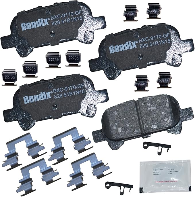 Bendix Priority1 CFC828 Ceramic Rear Brake Pads for Toyota Avalon 2007-2000, Camry 2006-2000, Solara 1999, Solara 2008-2001
