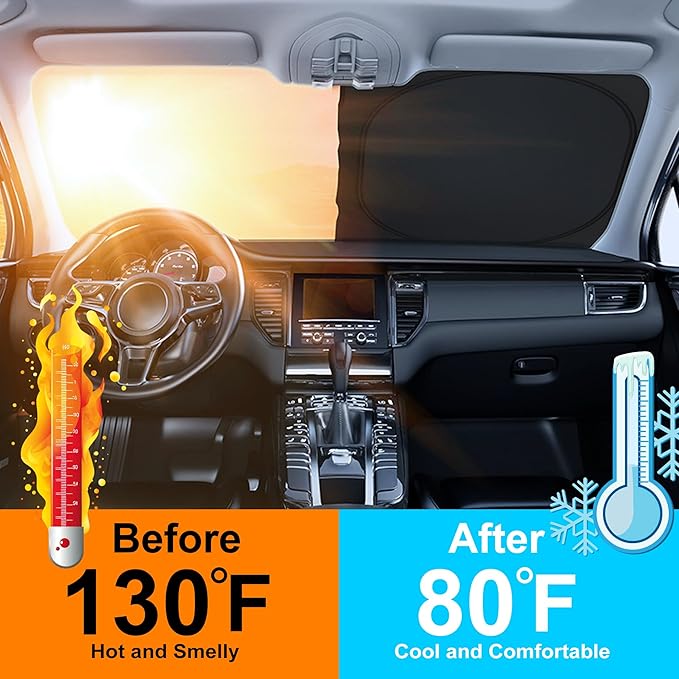 Windshield Sun Shade Custom Fit for 2013-2018 Hyundai Santa Fe Accessories Foldable Sunshade Sun Blocker Protect Car from Sun Rays & Heat Damage Keep Car Cooler