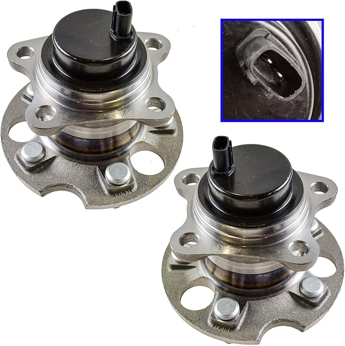 TRQ Rear Wheel Bearing and Hub Assembly Set 2 Piece Compatible with 04-06 Lexus RX330 FWD 07-09 RX350 FWD 06-08 RX400h FWD 04-07 Toyota Highlander FWD