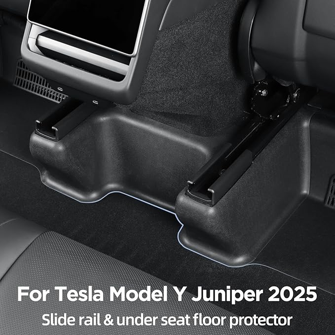 LUCKEASY 5PCS Seat Slide Rail Pad Cover for Tesla Model Y Juniper 2025 2026 Underseat Protector Seat Track Cover for Model Y Juniper Accessories TPE Black