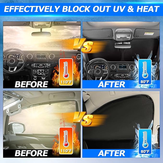 Karltys 3PCS Windshield Sun Shade for 2011-2019 Ford Explorer, Thickened Reflective Front and Side Window Sunshade Custom Fit Explorer, Foldable Sun Visor Protector Blocks Heat UV Rays