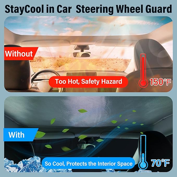 10PCS Sunshade Roof & Full Windshield Side Window for 2025-2026 Tesla Model Y Juniper, Heat Insulation Foldable Sun Shade Cover Camping Privacy Accessories with Storage Bag