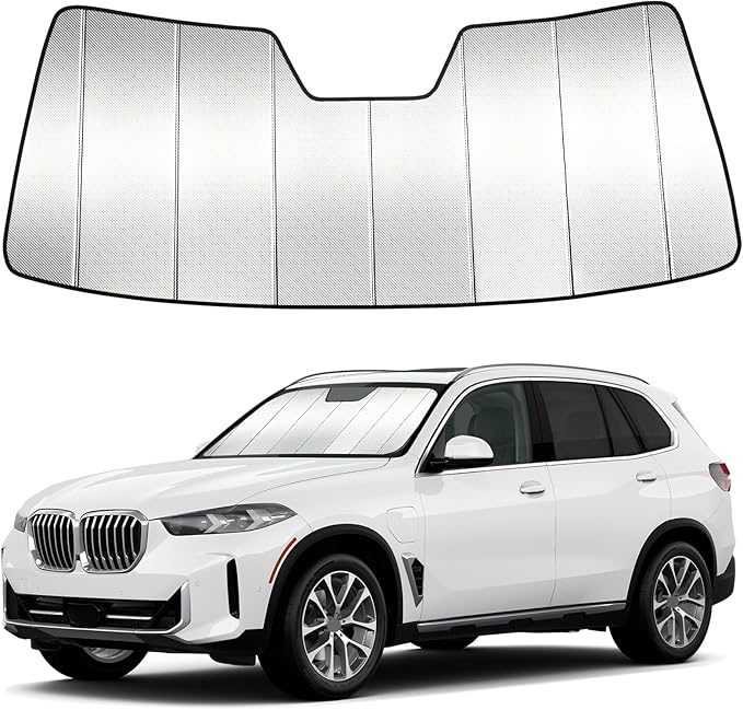 Windshield Sun Shade Custom Fit for BMW X5 2019-2026, Accordion Folding Thick Window Sunshade Block Heat 99% UV Rays Sun Visor Keep Cooler Car Accessories