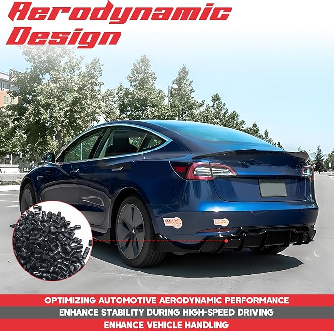 Rear Diffuser for 2017-2023 Tesla Model 3, Rear Bumper Lip Valance Panel Tesla Model 3 Accessories (Carbon Fiber)