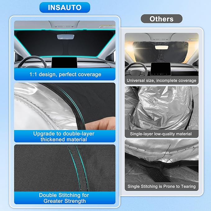 INSAUTO Custom Fit Windshield Sun Shade Accessories for Lexus NX 2015-2021 (NX200t/NX300/NX300h), Foldable Front Window Sunshade, UV & Heat Reflector, Keeps Interior Cool, Includes Storage Bag