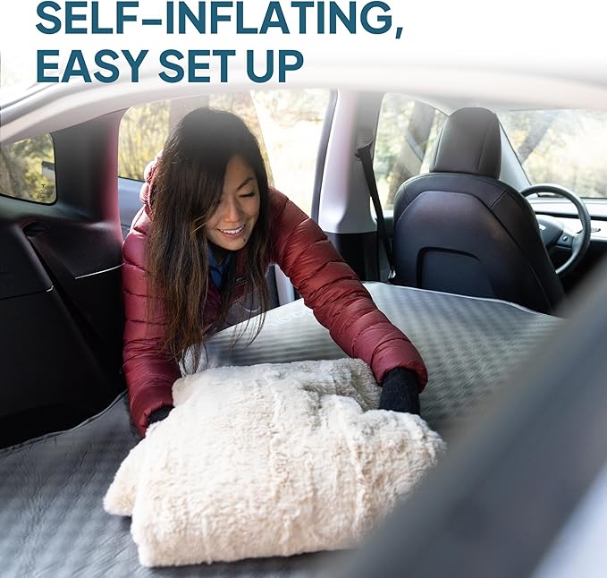 Lost Horizon Camping Air Mattress with Foam for Tesla, Self Inflating Sleeping Pad with Air Pump, 4.5" Thick, R-Value 13, Model Y