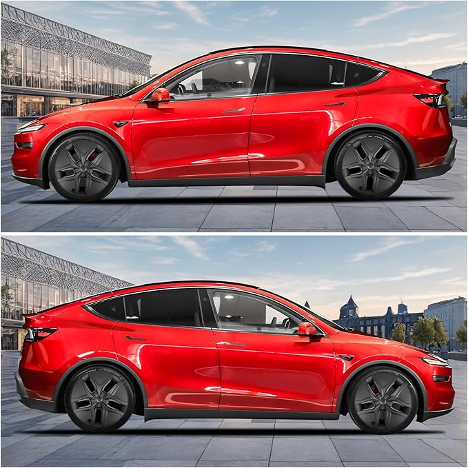 19" Wheel Covers Compatible with Tesla Model Y 2025-2026 Wheel Center caps Black Rims Matte Black ABS Hubcaps Snap-On 19-inch Wheel Compatible with Tesla Y Juniper 2026