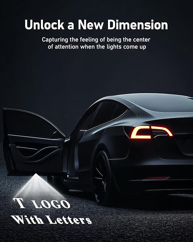 2026 Upgraded Accessories Compatible with Model Y Juniper Model 3 Highland X S, Ultra-Bright HD Car Door Lights Logo Projector, OEM Style Puddle Lights No Fade 3D Laser Car Welcome Ghost Light(4 Pack)