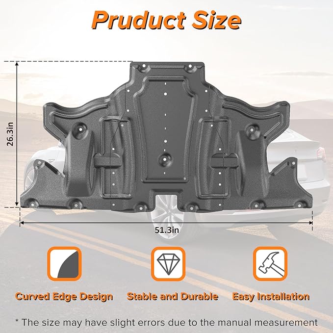 MusixiA Rear Skid Plate Compatible with 2017-2025 Tesla Model 3 & 2020-2025 Model Y, Heavy-Duty Engine Splash Shield & Under Chassis Guard, All-Weather Protection from Debris/Scrapes/Splashes