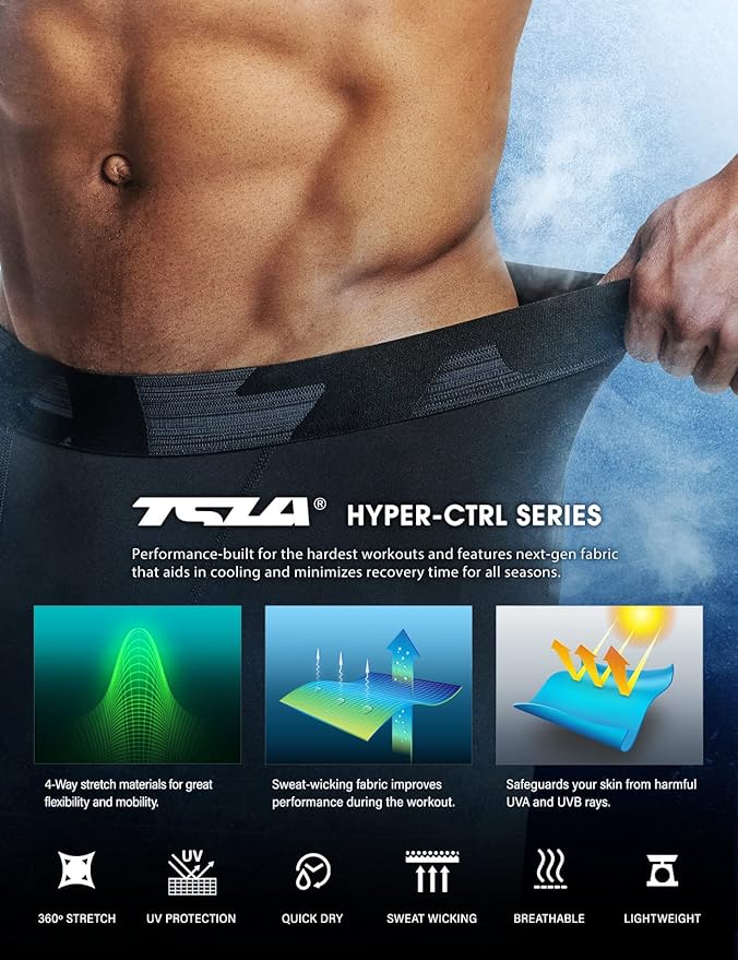 TSLA Men's Compression Pants - Cool Dry Athletic Sports Workout Running Tights Leggings Baselayer
