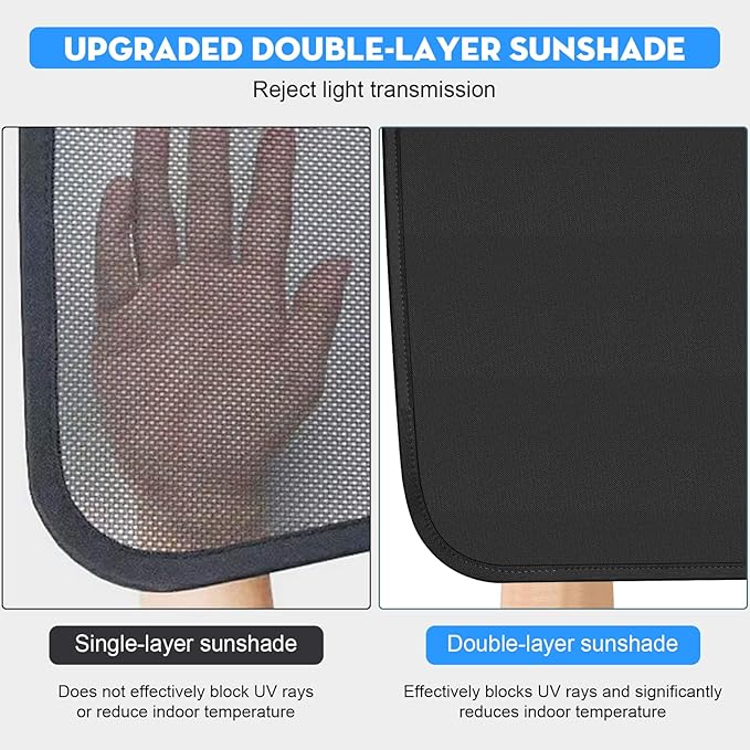 Upgraded 2026 Roof Sunshade for Tesla Model Y Juniper,Double-Layer Sunroof Shade– Non-Sag,Heat Insulation & UV Protection, Compatible with New Model Y 2025-2026 Interior Black (16Pcs Clips)