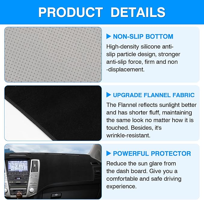Autorder Dashboard Cover Mat for Lexus RX RX300/RX330/RX350/RX400 2004-2008 2009 Accessories Dash Cover Upgrade Flannel Dash Mat Sunshade Glare UV Rays Protector