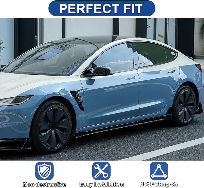 Car Side Skirt Upgrade Side Skirt Extension Splitter Lip for Tesla Model 3 Highland 2024 2025 Body Kit Glossy Black Dark-Knight Style Car Rocker Panels,Left Side & Right Side