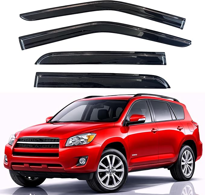 KPY Rain Guards Fit for 2006-2012 Toyota RAV4, Out-Channel Window Visors Vent Wind Deflectors 4PC, Car Accessories for 06-12 RAV4