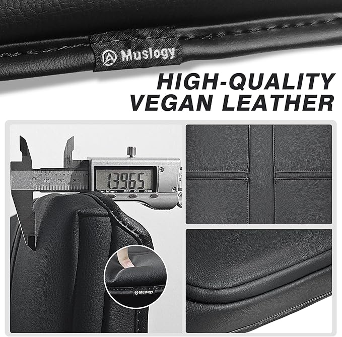 Muslogy Center Console Armrest Cover Fit for Dodge Ram1500/2500/3500 2002-2012 Accessories, Comfort Armrest Pad Console Lid Cushion Vegan Leather 1-Inch Extra Thick(Jump Seat ONLY)