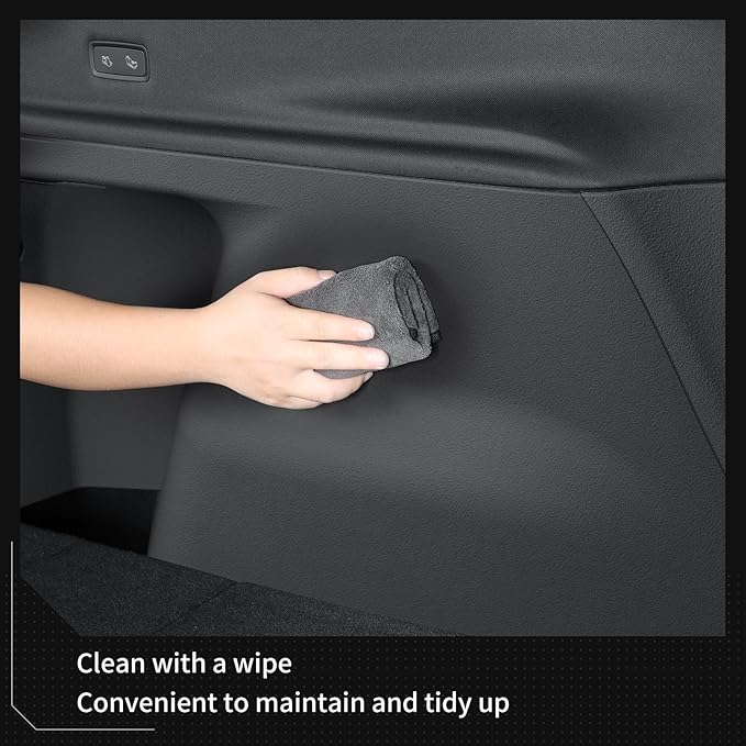 LUCKEASY Rear Trunk Side Full Protective Cover for Tesla Model Y Juniper 2026 2025 5 Seat TPE Rear Trunk Left & Right Inner Side Full Wrap Guards Cover Velcro Stick Cargo Side Pad Accessories Black